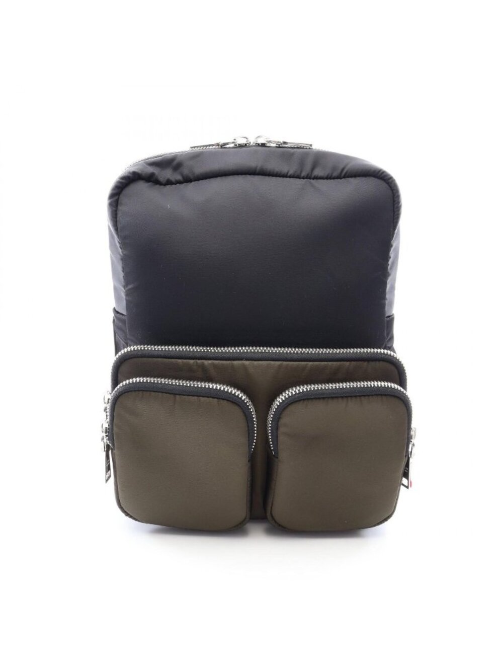 Prada Backpack 018 Black Dark Khaki Nylon Pocket